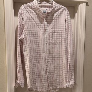 Old Navy Men's White and Red Plaid Shirt